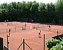 Blick auf die Tennisplätze des Vereins mit Tennisspielern