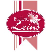 Das Bild zeigt das rot-weiße Logo der Bäckerei Leins.